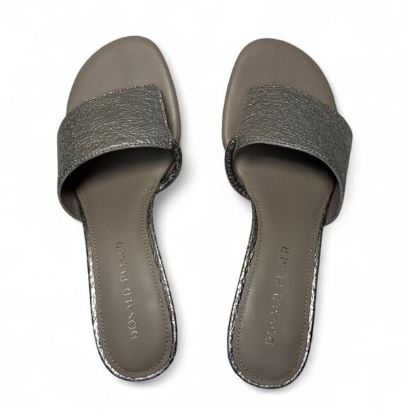 DONALD PLINER Vimm Pebbled Slip-on Mid Heel, Metallic Light Taupe, Sz 7, NEW - Picture 8 of 12